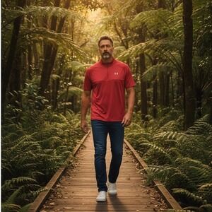 Under Armour Mens HeatGear 1/4 Zip Short Sleeve Pullover Red 1351357 Large NWT